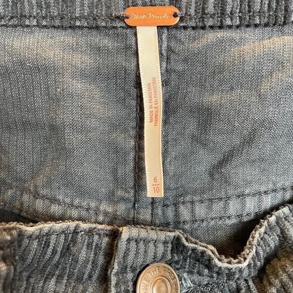 Free People Ray Corduroy Mini Skirt Black Sz 6 100% Cotton High Waist - Picture 4 of 10